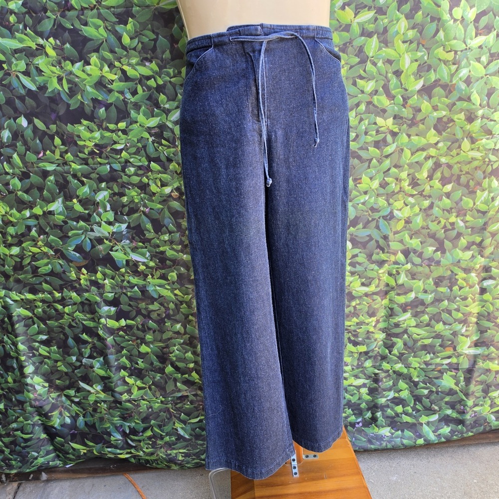 Ann Taylor LOFT Petites 2P Wide Leg Stretch Denim Pants Womens Dark Wash